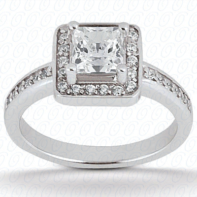 Princess Center Prong Set Diamond Engagement Ring - ENS1594-A