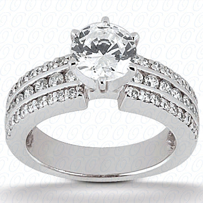 Round Center 6-Prong Channel Set Diamond Engagement Ring - ENS1648-A