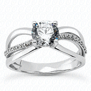 Round Center Prong Set Diamond Twist Row Engagement Ring - ENS2047-1-A