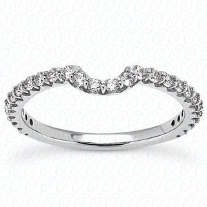 Round Brilliant Prong Set Curved Diamond Wedding Band - ENS2052-1-B