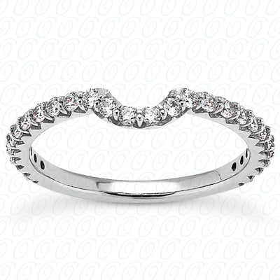 Round Brilliant Prong Set Curved Diamond Wedding Band - ENS2052-1-B