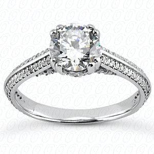 Round Center Double Claw Prong Set Diamond Engagement Ring - ENS2054-A