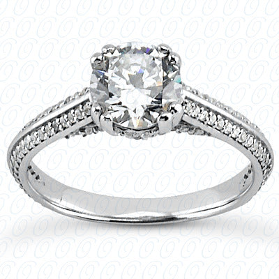 Round Center Double Claw Prong Set Diamond Engagement Ring - ENS2054-A