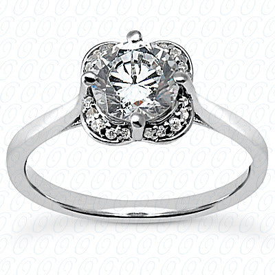 Round Center Diamond Flower Solitaire Engagement Ring - ENS2062-1-A