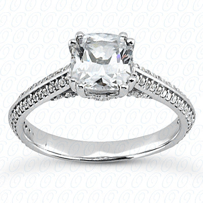 Cushion Center Double Prong Diamond Engagement Ring - ENS2069-6.5x6.5-A