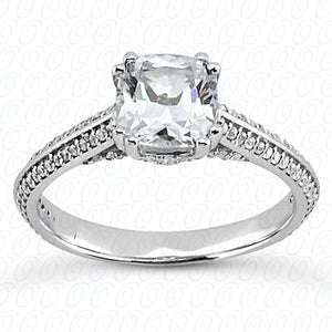 Cushion Center Double Prong Diamond Engagement Ring - ENS2069-6.5x6.5-A