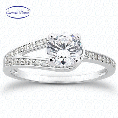 Round Center Crossover Design Diamond Engagement Ring - ENS3004-A