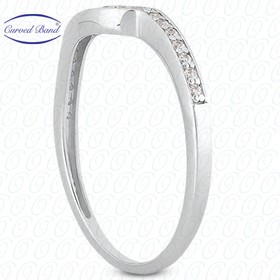 Round Brilliant Single Row Diamond Curved Wedding Band - ENS3004-B