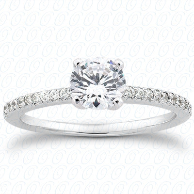 Round Center Pavé Set Diamond Engagement Ring - ENS3009-A