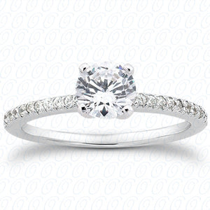 Round Center Pavé Set Diamond Engagement Ring - ENS3009-A