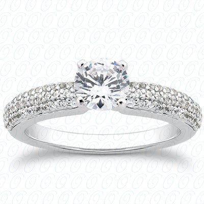 Round Center Bead Setting Design Diamond Engagement Ring - ENS3012-A