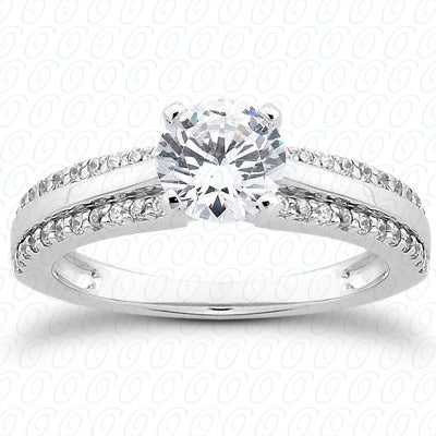Round Center Striped Prong Set Diamond Engagement Ring - ENS3013-A