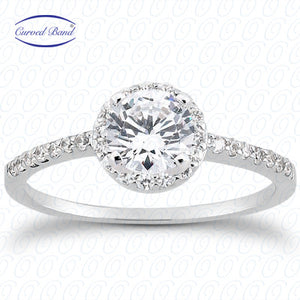 Round Center Prong Set Curved Band Diamond Engagement Ring - ENS3025-A