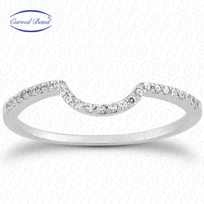 Round Brilliant Curved Diamond Wedding Band  - ENS3025-B