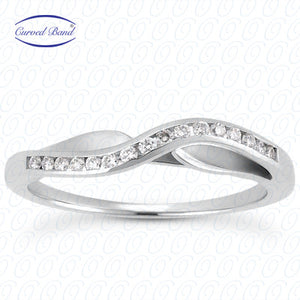 Round Brilliant Channel Set Curved Band Diamond Wedding Band - ENS3083-B