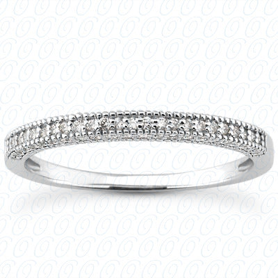 Round Brilliant Milgrain Design Prong Set Diamond Wedding Band - ENS3130-B