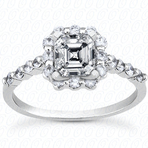 Round Center Prong Set Flower Design Diamond Engagement Ring - ENS3162-A