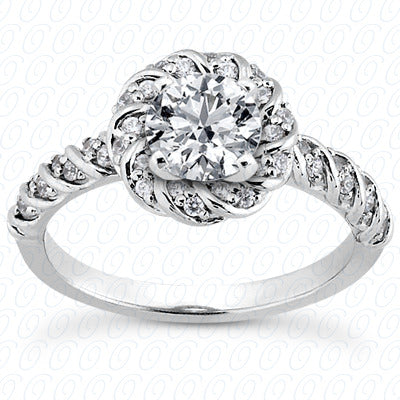 Round Center Floral Swirl Design Diamond Engagement Ring - ENS3185-A