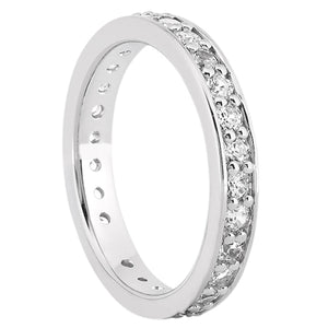 Round Brilliant Bead Set Single Row Diamond Eternity Band