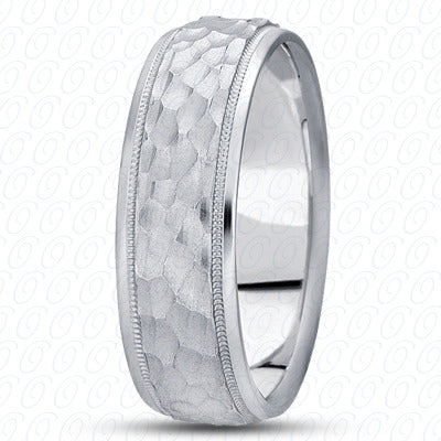 Mens Basic Diamond Carved Wedding Band  - M1178