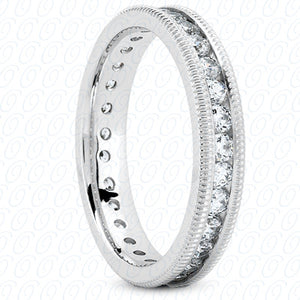 Round Brilliant Channel Set Milgrain Diamond Eternity Band - MCET1011