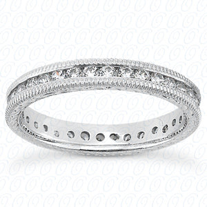 Round Brilliant Channel Set Milgrain Diamond Eternity Band - MCET1019