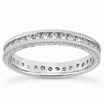 Round Brilliant Channel Set Milgrain Diamond Eternity Band - MCET1019