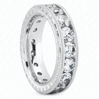 Round Brilliant Channel Set Milgrain Diamond Eternity Band - MCET1025