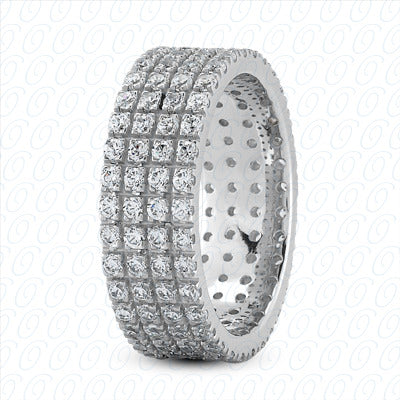 Round Brilliant Classic 4 Row Prong Set Diamond Eternity Band - MPET1030