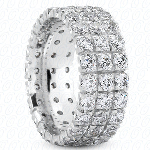 Round Brilliant Classic 3 Row Prong Set Diamond Eternity Band - MPET1029