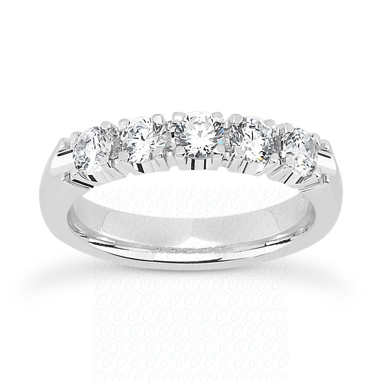 Round Brilliant Classic Prong Set Diamond Wedding Band - MPWB1050
