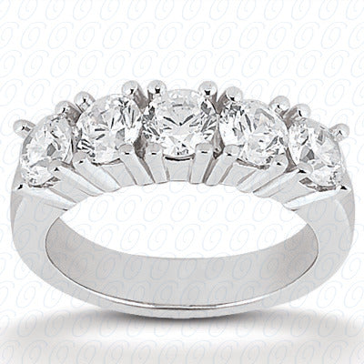 Round Brilliant 5 Stone Prong Set Diamond Wedding Band - WB2748