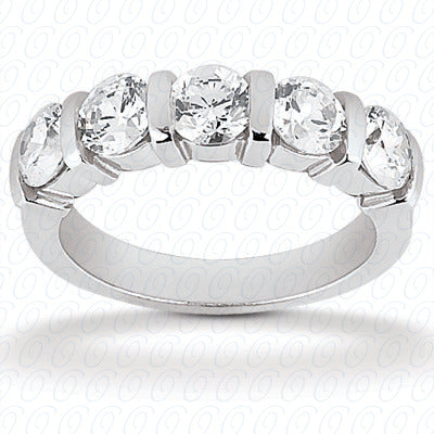 Round Brilliant 5 Stone Bar Set Diamond Wedding Band - WB299-5