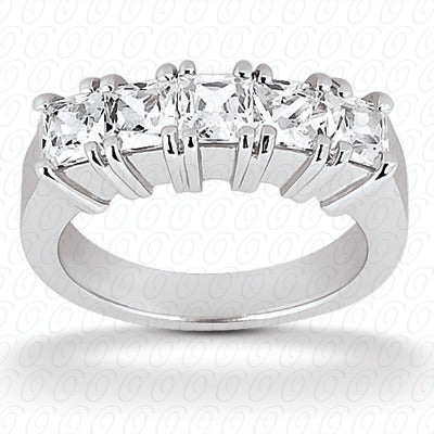 Princess Double Claw Prong Set Diamond Wedding Band - WB365