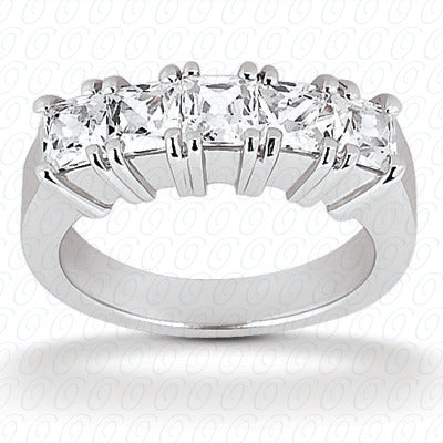 Princess Double Claw Prong Set Diamond Wedding Band - WB365