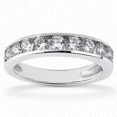 Round Brilliant Channel Set Half Diamond Wedding Band - WB5244